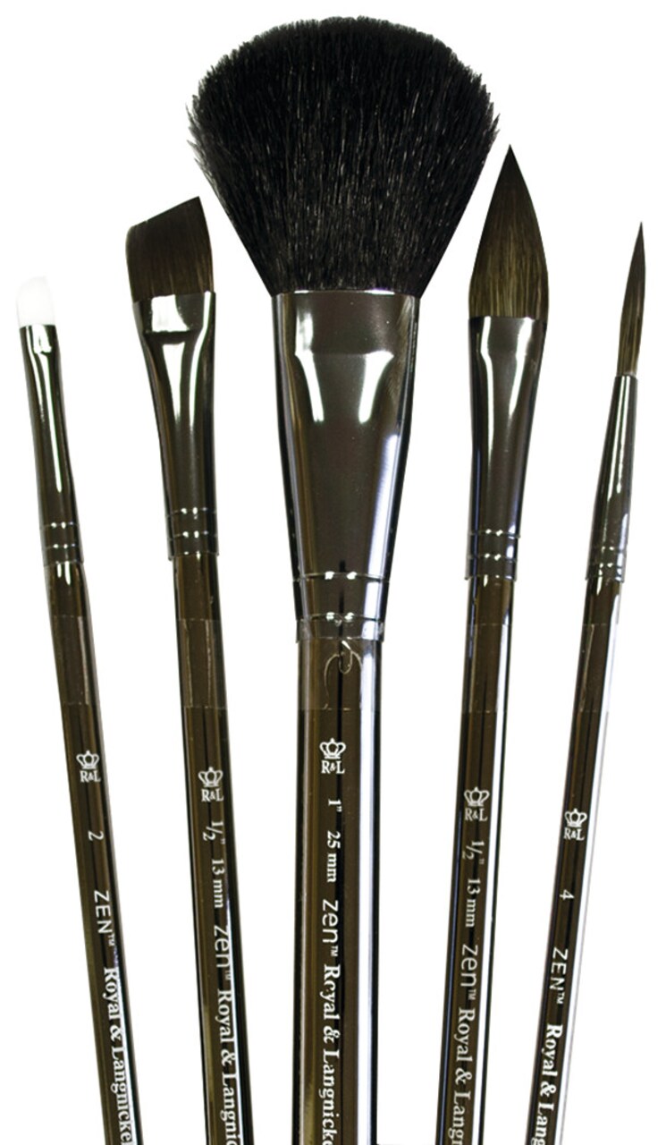 Royal Brush Zen Brush Set, Series 83, Short Handle, 5-Brushes, Watercolor Set C